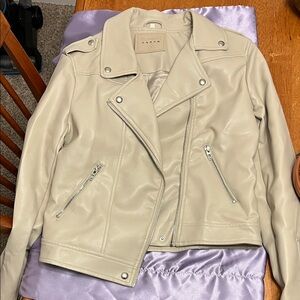 Blank NYC Cream Vegan Leather Moto Jacket